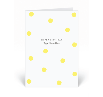 Personalised Card - Happy Birthday - Dots - Yellow