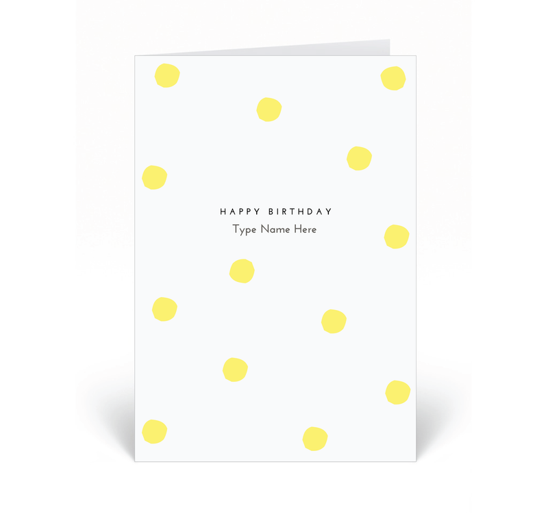 Personalised Card - Happy Birthday - Dots - Yellow