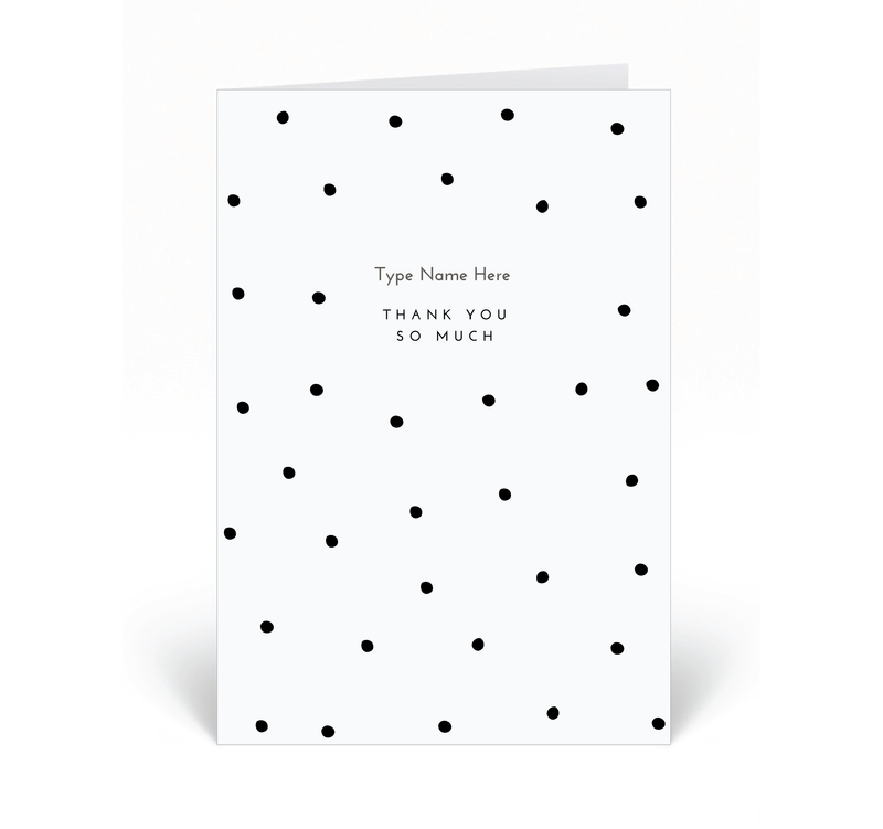 Personalised Card - Thank You - Dots - Black