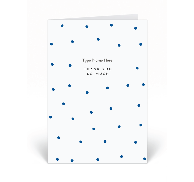 Personalised Card - Thank You - Dots - Blue