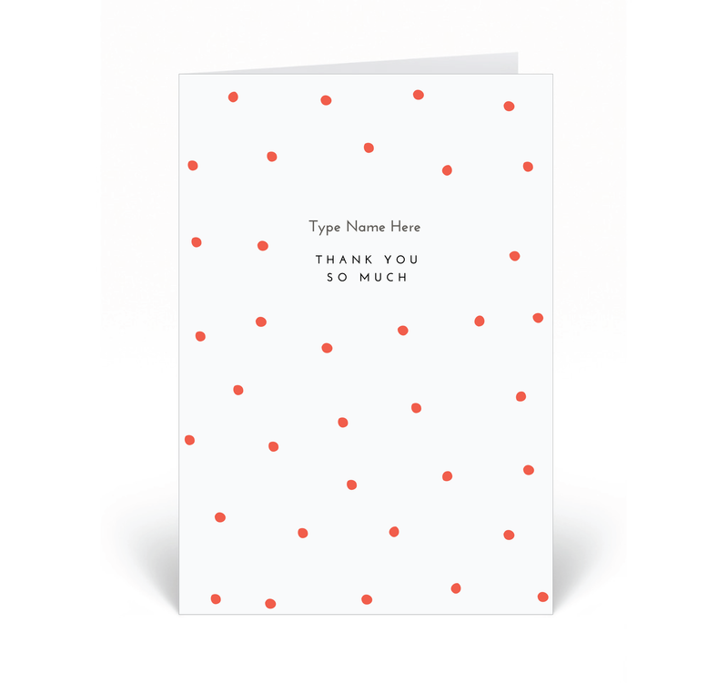 Personalised Card - Thank You - Dots - Red