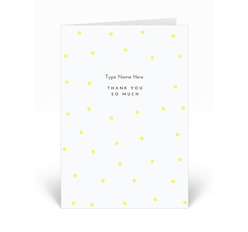 Personalised Card - Thank You - Dots - Yellow