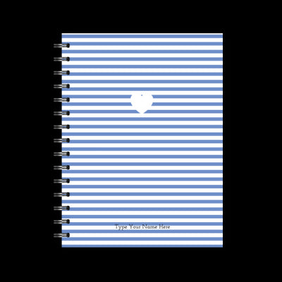 A5 Spiral Journal - Stripe Heart - Blue