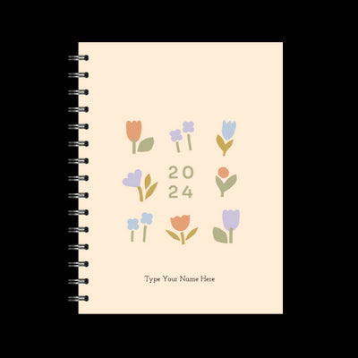 A5 2024 Spiral Week to a Page Diary - Blooms - Peach
