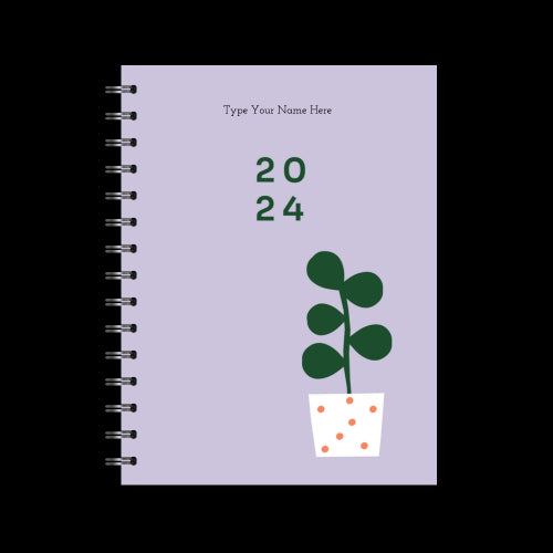 A5 2024 Spiral Weekly Spread Diary - Plants - Lilac