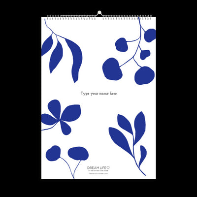 A3 Family Calendar - Leaves - Blue
