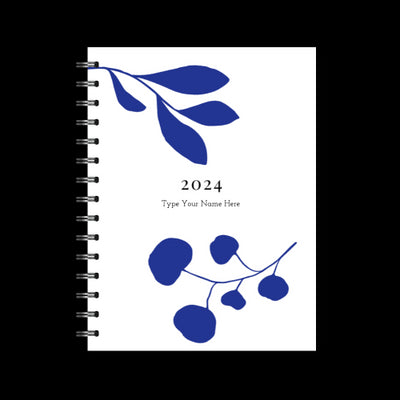 A5 2024 Spiral Family Diary - Leaf - Blue