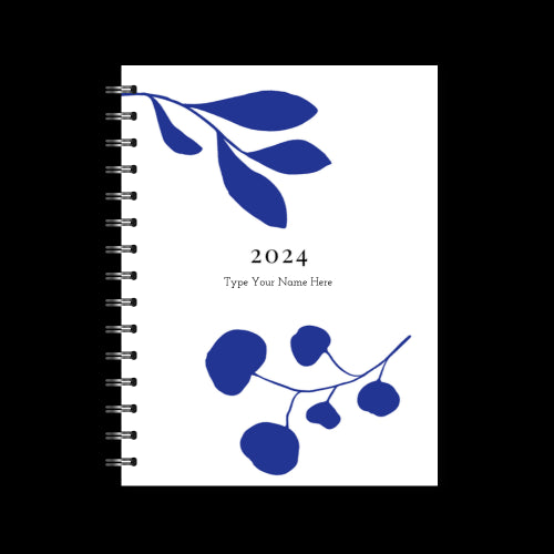 A5 2024 Spiral Family Diary - Leaf - Blue