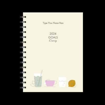 A5 2024 Spiral Goals Diary - Creme