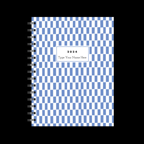 A5 2024 Spiral Vertical Weekly Diary - Pattern - Cornblue