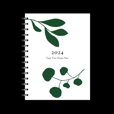 A5 2024 Spiral Family Diary - Leaf - Forest