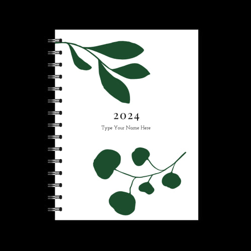 A5 2024 Spiral Family Diary - Leaf - Forest