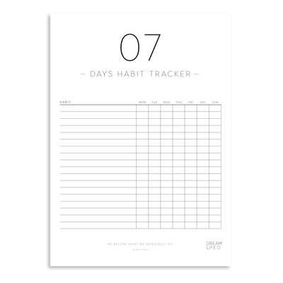 HABIT TRACKER SHEET BUNDLE Downloadable PDF of 6 x A4 Sheets