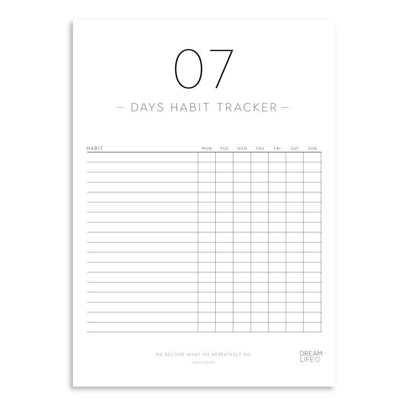 HABIT TRACKER SHEET BUNDLE Downloadable PDF of 6 x A4 Sheets