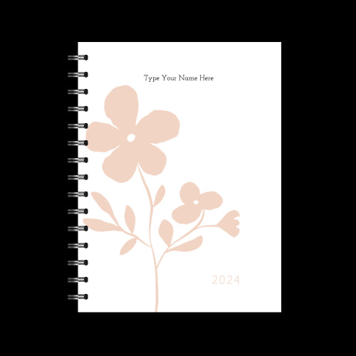 A5 2024 Spiral Teacher Weekly Diary - Flower - Rose