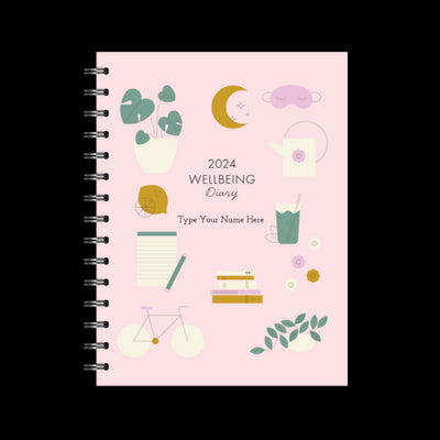 A5 2024 Spiral Wellbeing Diary - Pink