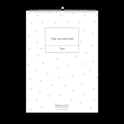 A3 Family Calendar - Dots - Pink