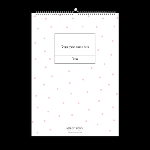 A3 Family Calendar - Dots - Pink