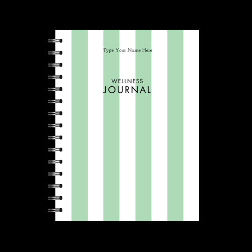 A5 Spiral Wellness Journal - Stripe  - Green