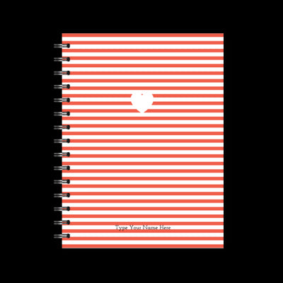 A5 Spiral Journal - Stripe Heart - Red