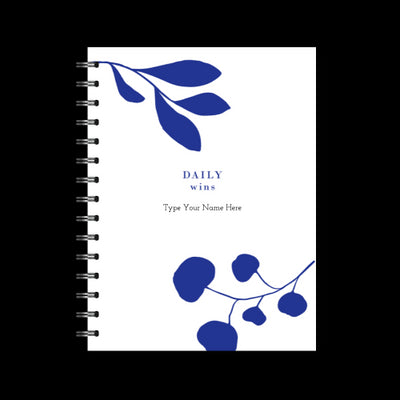 A5 Spiral Journal - Daily Wins - Leaves - Blue