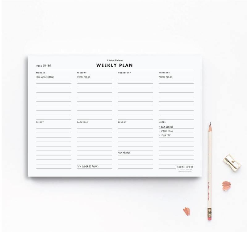 A4 Weekly Notepad - Minimal – Dream Life