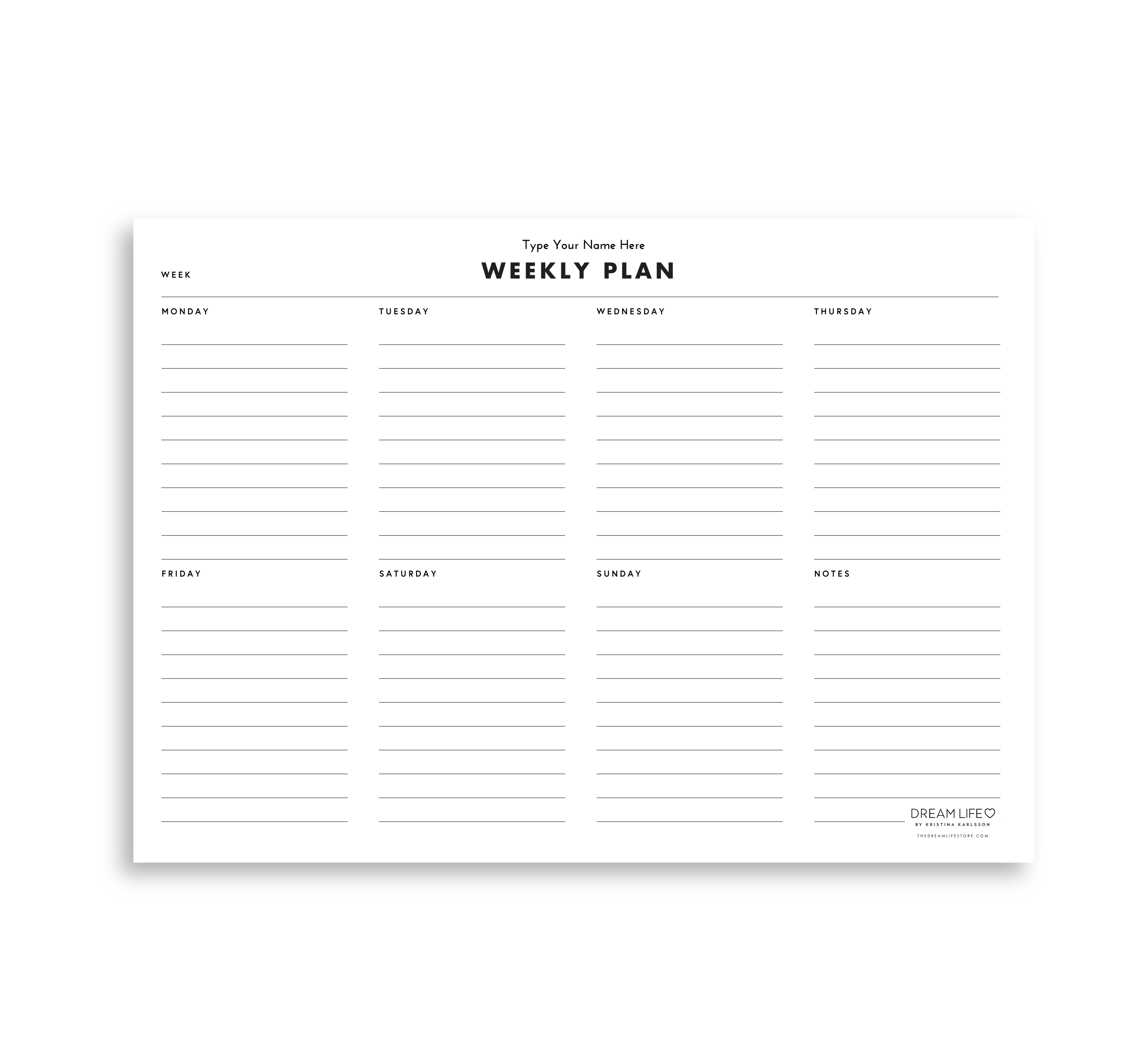 A4 Weekly Notepad - Minimal – Dream Life