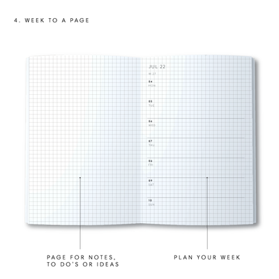 A5 2023 Spiral Week to a Page Diary - Linen Look - Pink