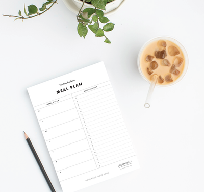 A5 Meal Planner Notepad with Magnet  - Minimal