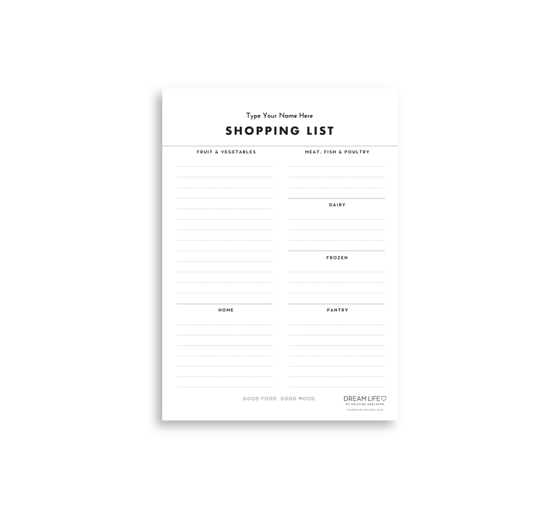 A5 Shopping List with Magnet  - Categorised
