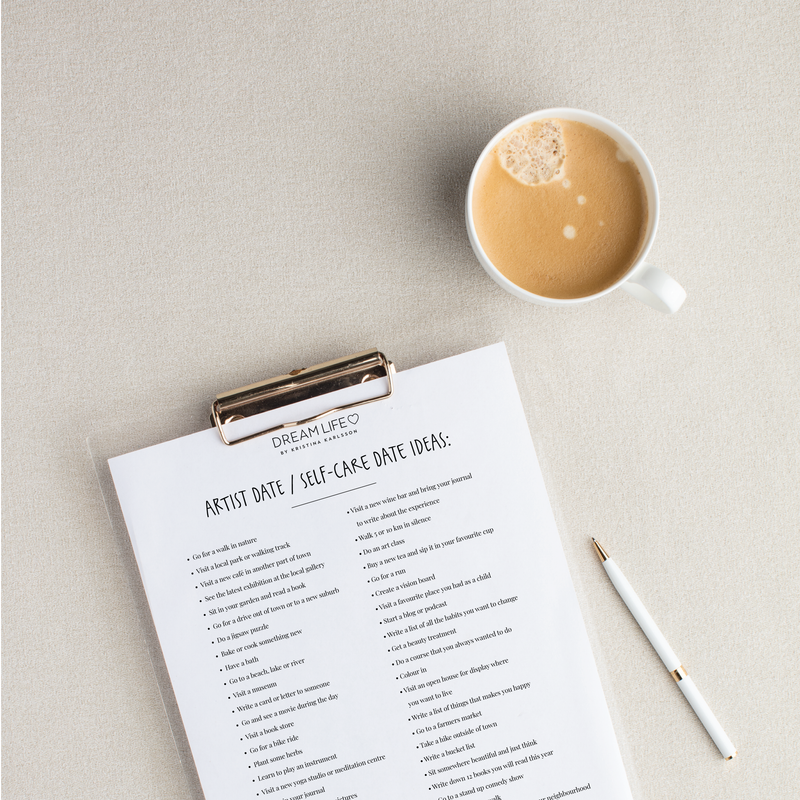 BONUS Self-Care Date / Artist Date Ideas - FREE Downloadable
