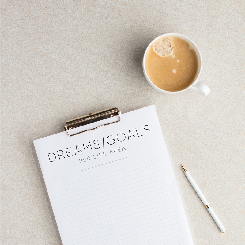 DREAMS/GOALS PER LIFE AREA Downloadable PDF
