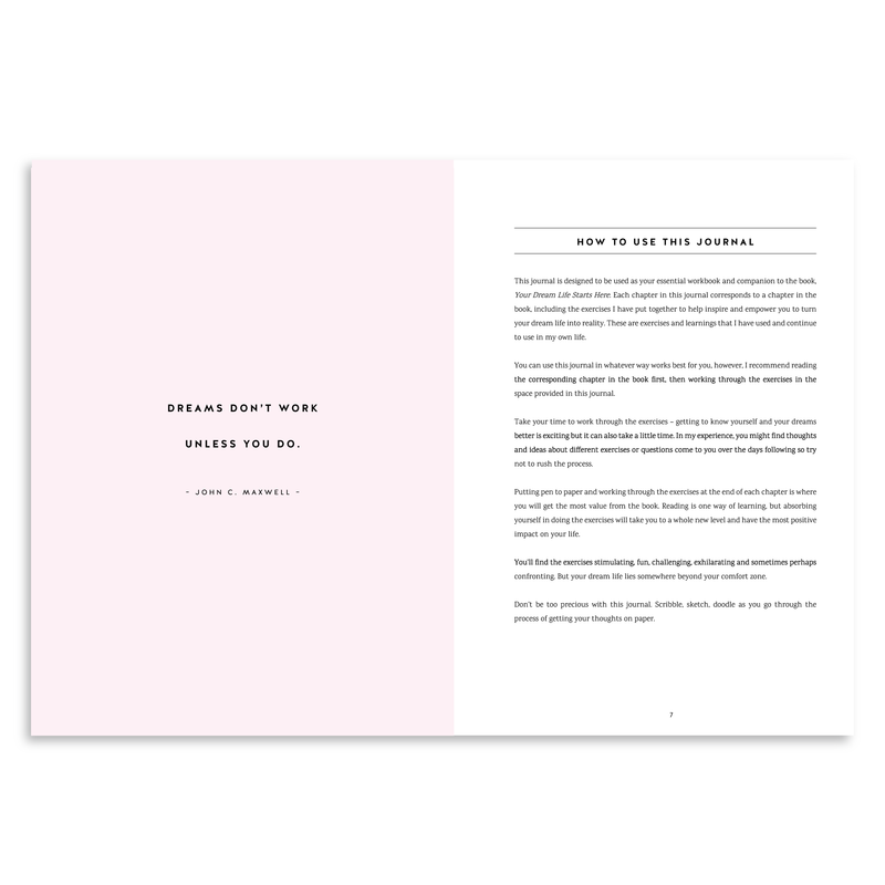 Downloadable DREAM LIFE JOURNAL PDF (the essential workbook to go with Your Dream Life Starts Here book)