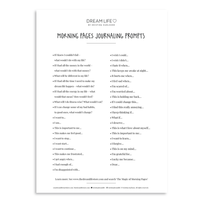 BONUS Morning Pages Journaling Prompts - FREE Downloadable