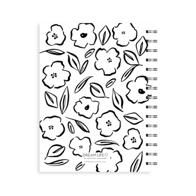 A5 Spiral Journal - Floral - Black