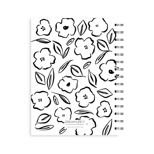 A5 Spiral Journal - Floral - Black