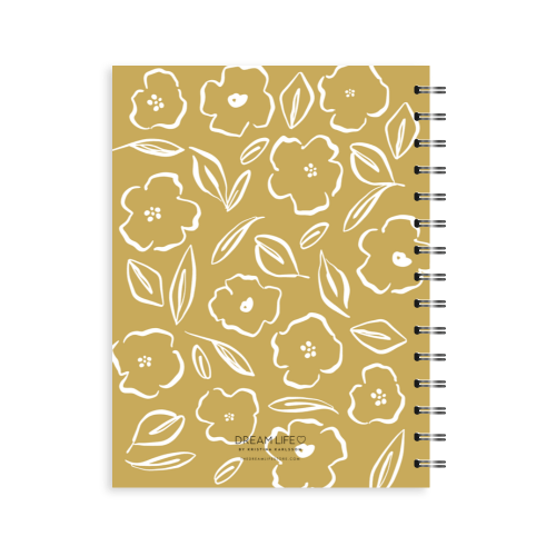 A5 Spiral Journal - Floral - Mustard