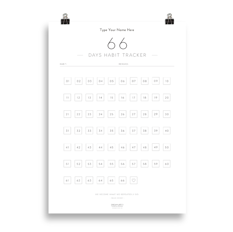 66 Days Habit Tracker - 30 x 45cm