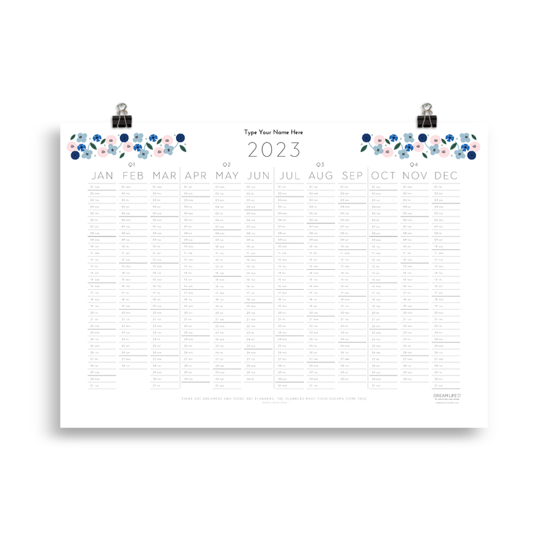 2023 Wall Calendar - Summer - Blue