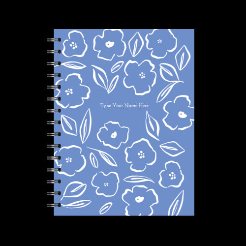 A5 Spiral Journal - Floral - Cornblue