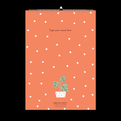 A3 Family Calendar - Plants - Red