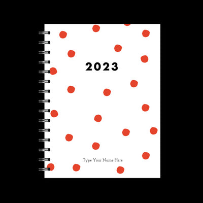 A5 2023 Spiral Weekly Spread Diary - Dots - Red