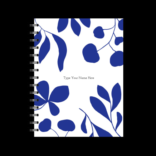 A5 Spiral Journal - Leaves - Blue