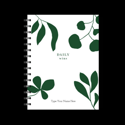 A5 Spiral Journal - Daily Wins - Leaves - Green