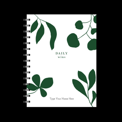 A5 Spiral Journal - Daily Wins - Leaves - Green