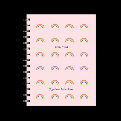 A5 Spiral Journal - Daily Wins - Rainbows - Pink