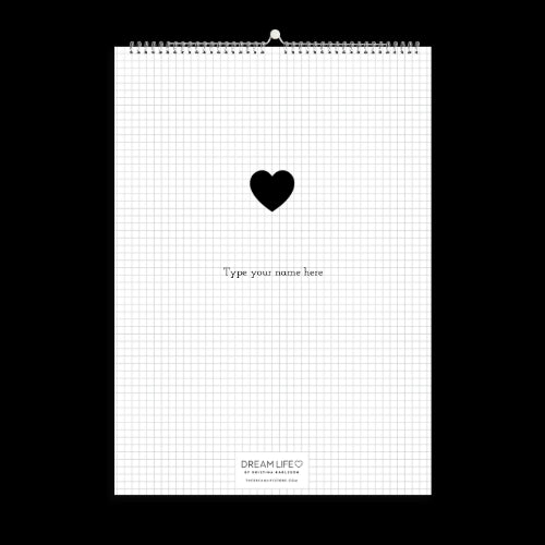 A3 Family Calendar - Black Heart