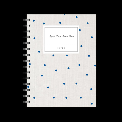 A5 Spiral Journal - Linen Look Dots - Blue