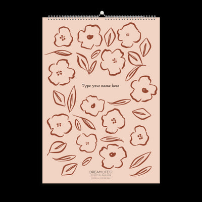 A3 Family Calendar - Florals - Rose