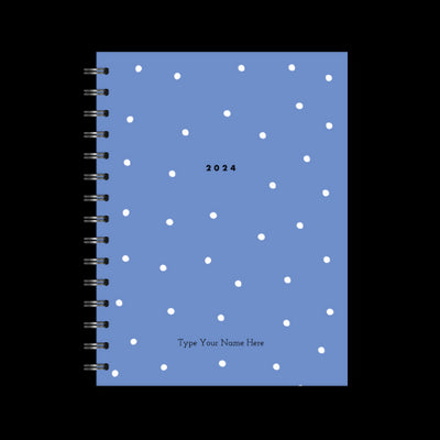 A5 2024 Spiral Vertical Weekly Diary - Dots - Cornblue